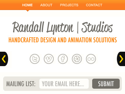 Style Guide - Randall Lynton Studios clean crisp form icon interface layout minimal modern orange personal theme website