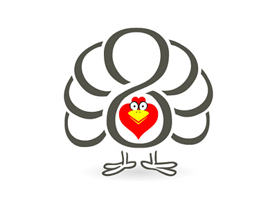 Gobble Gobble animation cartoon graphic heart logo thanksgiving turkey vector