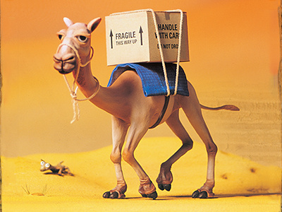 Camel advert airbrush camel desert model plasticine yellow