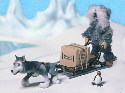 Alaskan Husky & Eskimo advert airbrush balsa blue eskimo husky model penguin plasticise sled white winter