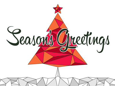 Season's Greetings christmas cursive geometric holiday illustration polygon script star tree triangle vector