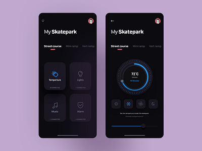 Skatepark IoT UI app design mobile skateboarding ui ux