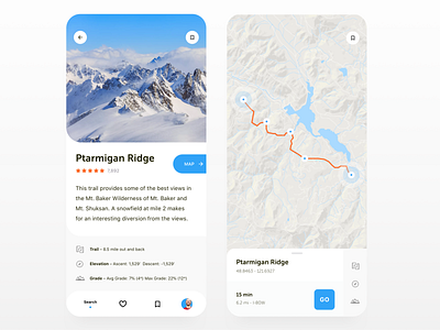 Hiking Guide App UI app design interaction design interface mobile ui ux