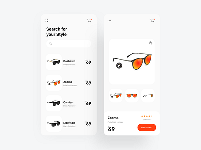 Sunglasses App UI app design ecommerce ecommerce app mobile ui ux