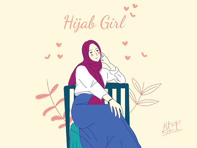Hijab Girl animation character graphic design hijab illustration minimalist muslim vector