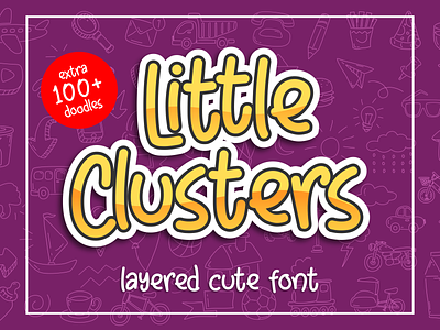 Little Clusters -layered cute font- branding child children cute font fonts fun fun art handletter handlettering kid kids kids font logo typography