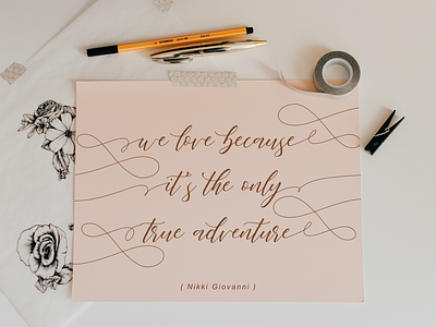 The Only True Adventure adventure calligraphy calligraphy font font handlettering love lovely modern calligraphy typography
