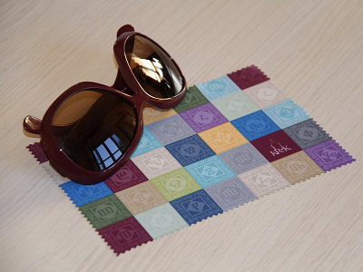 Glagolitic script pattern on glasses cleaning cloth design pattern product promo