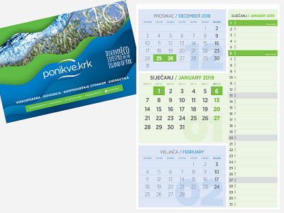Ponikve - three months calendar calendar design