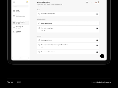 Wando iPad app ios minimal mobile todo todo list ui ux web