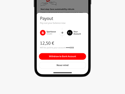 Payout Bottom-Sheet app bottomsheet cash finance fintech ios minimal money payout sparkasse ui ux