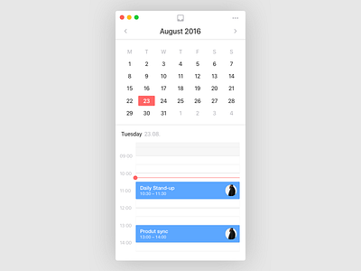 Mini Calendar UI app calendar desktop google macos ui ux