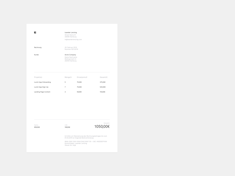 Personal Brand — Invoice side projects stash clients brand invoice