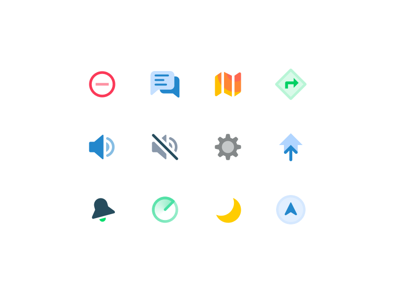 WIP icon set navigation directions night radar home settings chat map mute sound ui icon