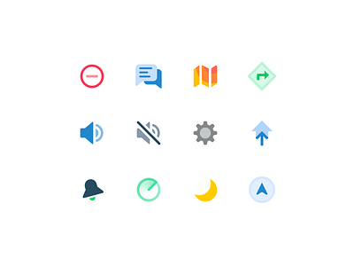 WIP icon set chat directions home icon map mute navigation night radar settings sound ui