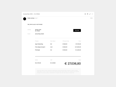 Daily UI 017 — E-Mail Receipt 017 bill dailyui email invoice minimal receipt