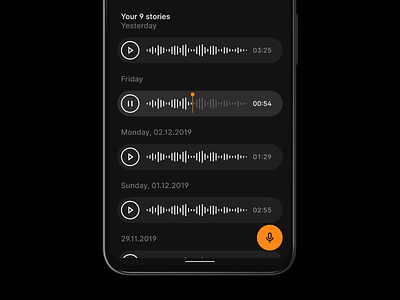 Audio Diary – Voice Memo App dailyui material memo minimal mobile mobile app recording ux voice