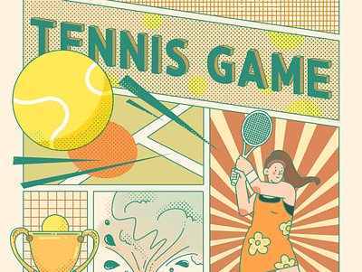tennis game design illustration