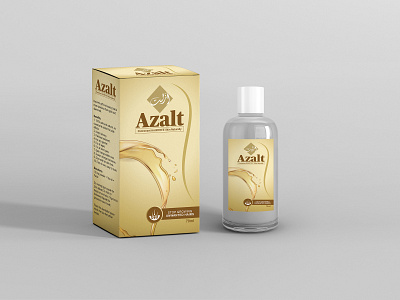 Azal Box And Bottle Golden Moc box design creative design graphics package label design logo design branding packaging product branding