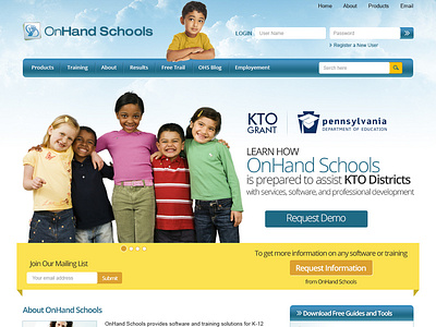 On Hand Schools Home Page Design