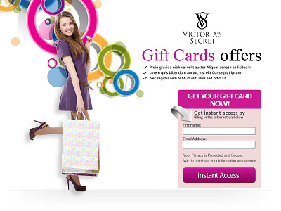 Victoria Secret Gift Cards Landing Page Design