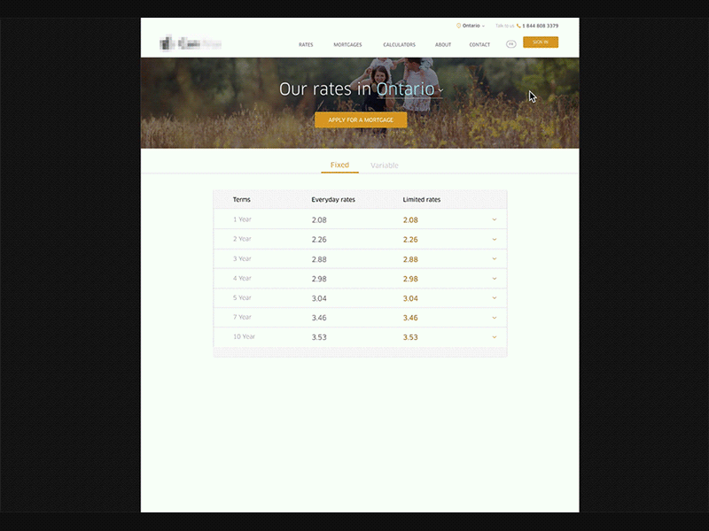 Rates table accordion animation finance gif menu mortgage slide ui ux