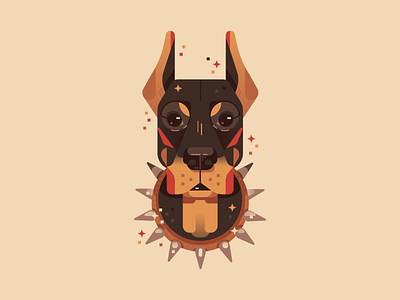 day 03 - spiky animal art challenge canine design doberman doberman pinscher dog drawtober graphic design illustration inktober october vector