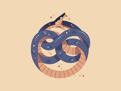 day 04 - ouroboros creature design dragon drawtober fantasy graphic design illustration mythical ouroboros snake vectober vector