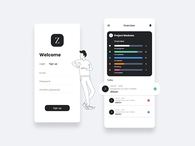 Modern Task Management Tool branding illustration minimal minimalist mobile app mobile ui ui user experience userinterface ux