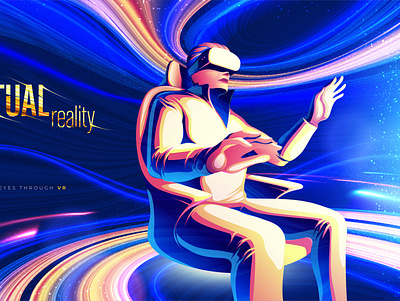 Virtual reality theme design adobe illustrator ai art concept creative cyber design illustration key visual motion science technology theme vector vibrant virtual reality vr