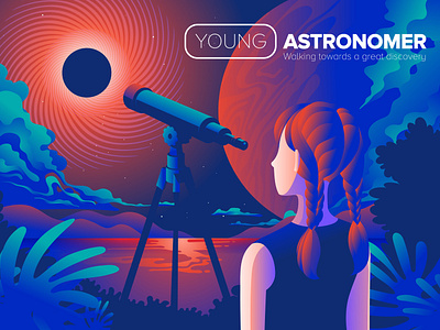 Youth Astronomer Art in Vector