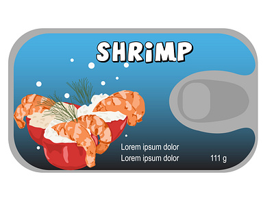 The shrimp packaging can design illustration shrimp vector