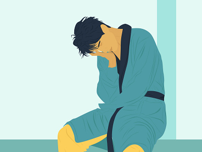 A Man In A Bathrobe illustration man sadness vector