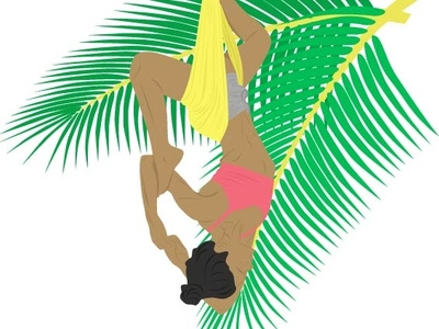 Yoga And Palm Tree design freedom icon illustration vector woman illustration yoga pose