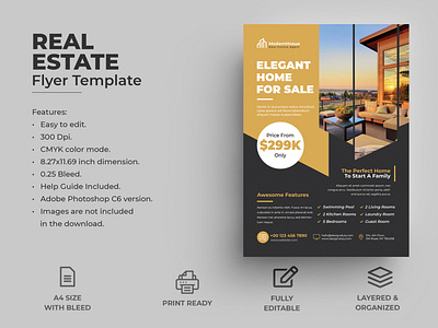 Real Estate flyer template advertisement branding corporate corporate flyer fashion fashion flyer flat flyer flyer template flyers home open house real estate real estate agent real estate flyer realestate realistic vector