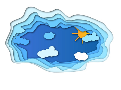 Paper cutout: Sunny Summer Day design illustration papercut vector
