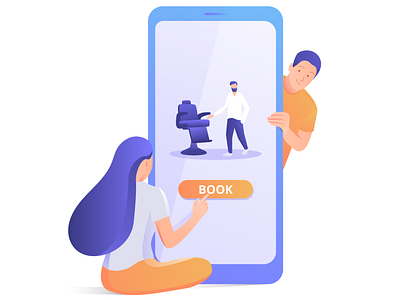 Make an appointment app art book flat graphic illustration people vector