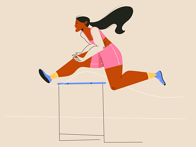 Female athlete jumping above the hurdle app athlete character flat graphic hurdle hurdle race illustration jumping running vector