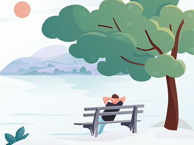 Low stress calm design flat graphic illustration nature people reduce stress relax ui