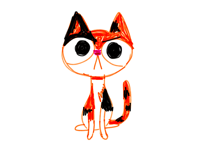 Frank angry animation black cat fun kitty orange simple sketch