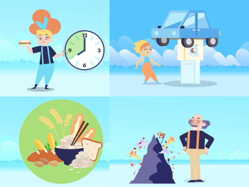 Movabl app screenshots simple illustrator flat design character clean branding animation app