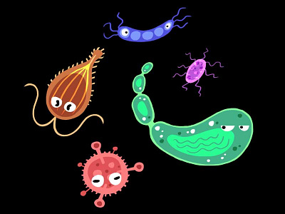 Bacteria animation character clean design flat photoshop simple