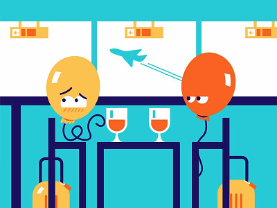 Balloon date airport animation balloon blue character embarrassing flat fun illustrator orange simple