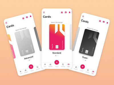 Cards-PassTo app cards credit cards debit cards design international transfer money ux
