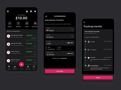 PassTo Dark Mode- International Money Transfer animation app dark mode design international money transfer ui ux