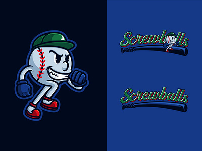 Screwballs Mascot Logo baseball branding cartoon character design esports gaming graphic design illustration logo logo design mascot logo sports streamer twitch vector