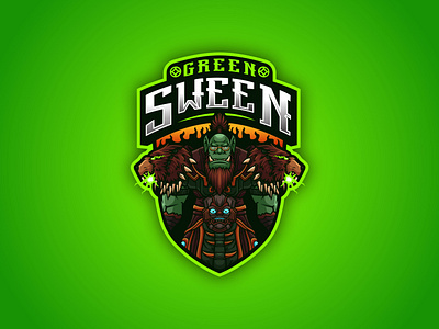 Green Sween Mascot Logo branding cartoon cartoon mascot design esports football mascot gaming graphic design identity illustration logo mascot mascot logo ogre orc sports streamer twitch vector world of warcraft