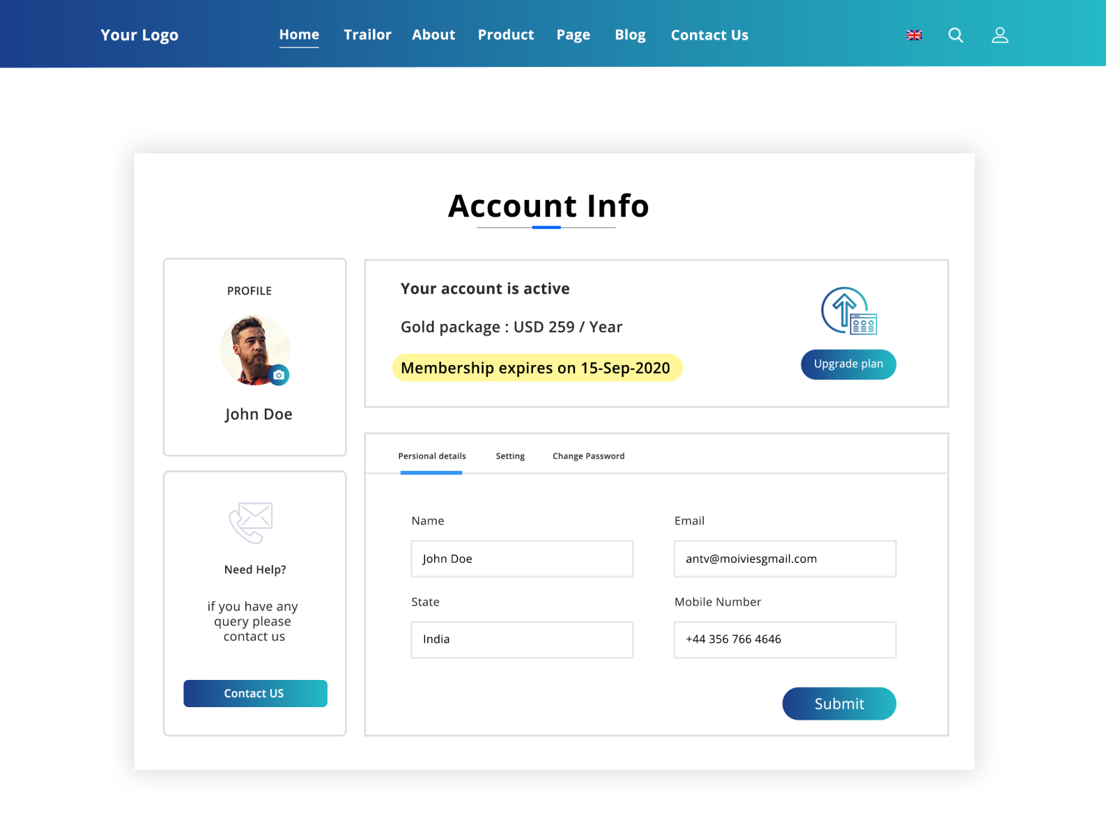 Account Details by Ashish Singh on Dribbble