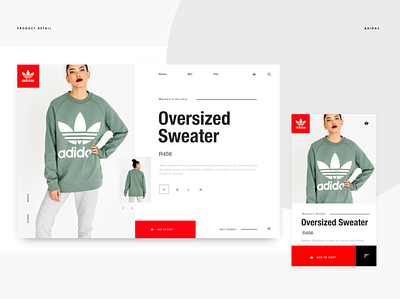 Adidas Product Detail Page design ecommerce invision studio invisionstudio ui ux design web design