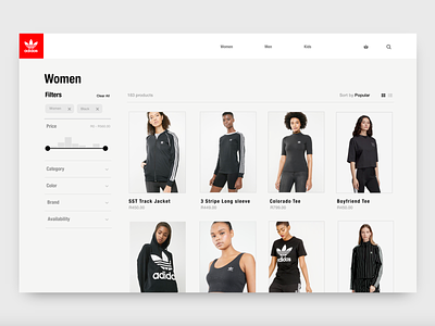 Adidas Originals Category page adidas design ecommerce invision studio invisionstudio ui ux ux design web design